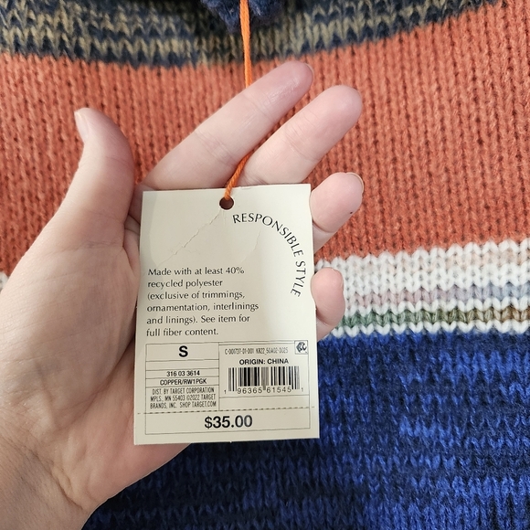 Knox Rose NWT Womens Turtleneck Sweater Size S Earthy Colorful Stripe Goblincore - Picture 7 of 7
